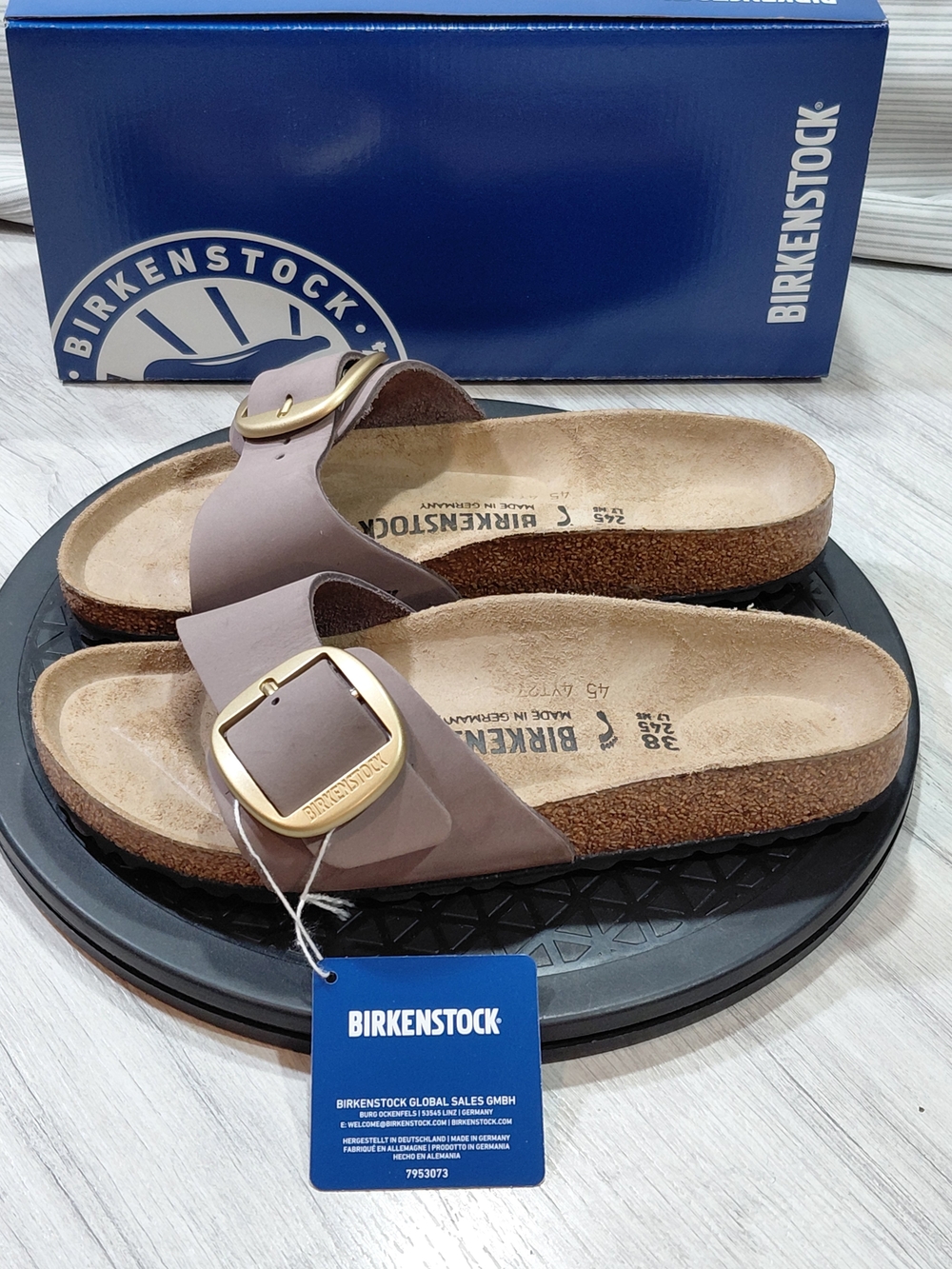 NWT Birkenstock Womens Madrid Big Buckle Slide Sandals Faded Purple SIZE EU38 W7